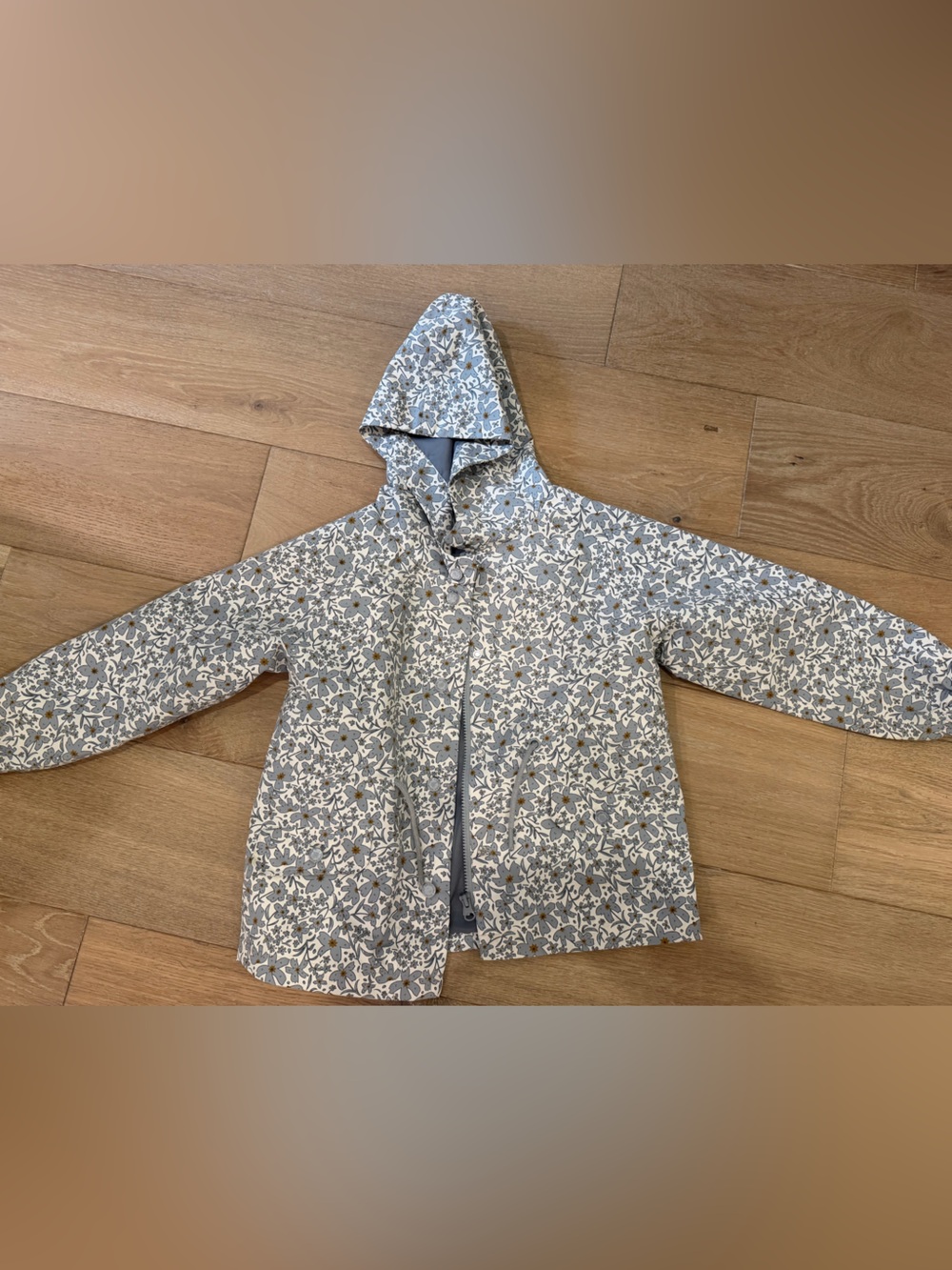 Rylee + Cru Gray Floral Hooded Raincoat